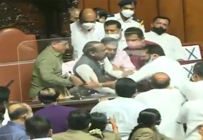 Confusion erupts in Karnataka legislature over passage of Goraksha Act; Pushing the President of the Legislative Council
