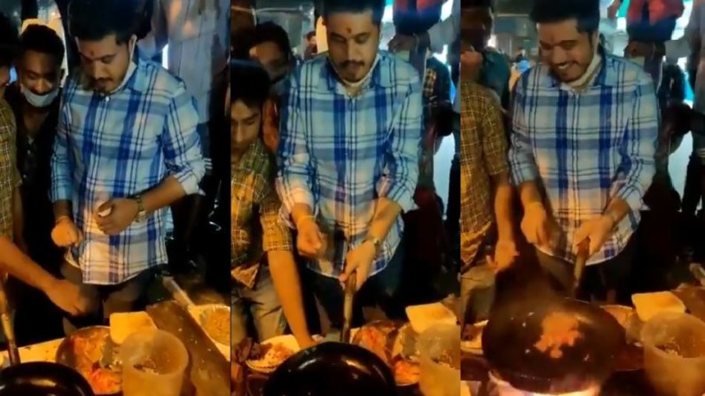Rohit Pawar cooks Anda Bhurji on cart in Mumbai video gone viral