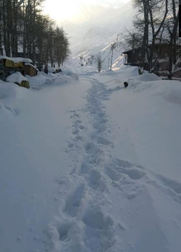 National Highway 3 jammed at Sisu in Lahaul-Spiti district due to snowfall in Himachal Pradesh