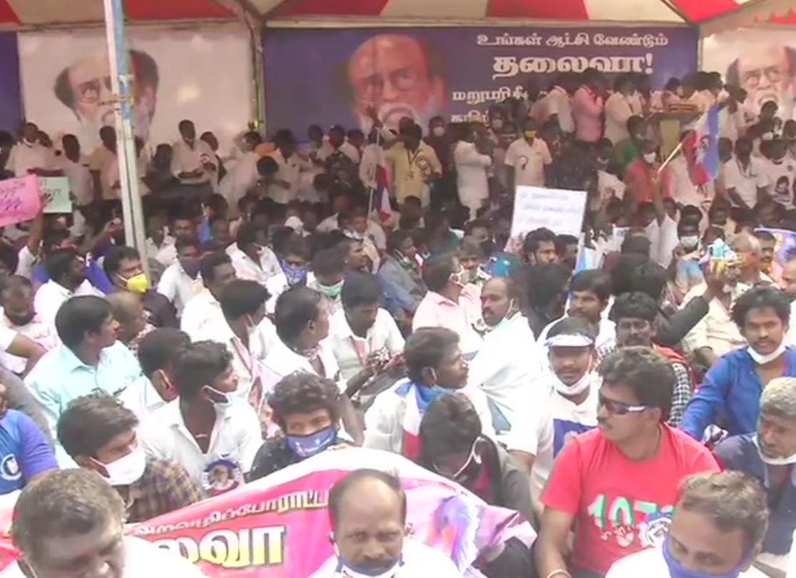 Rajinikanth's fan club demonstrates at Valluvar Kottam in Chennai