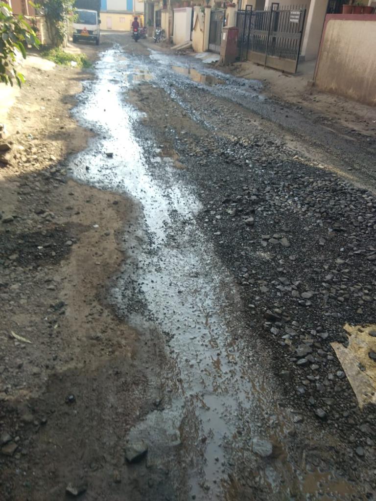 The realm of potholes on the main road at Rupinagar
