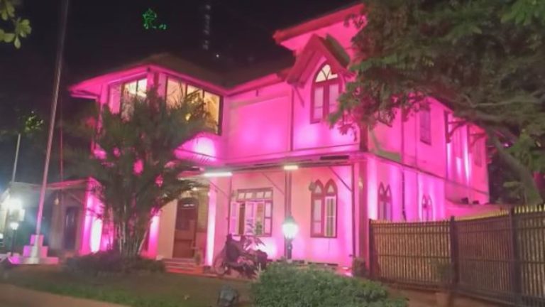 Attractive lighting to the mayor's bungalow on the occasion of International Women's Day