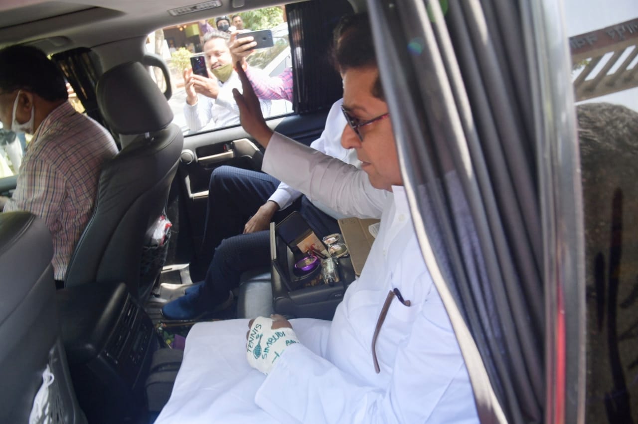 MNS president Raj Thackeray on a tour of Nashik today