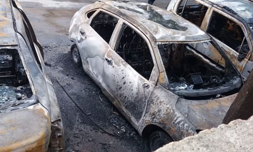 Four cars were gutted in a fire caused by MNGL gas leak