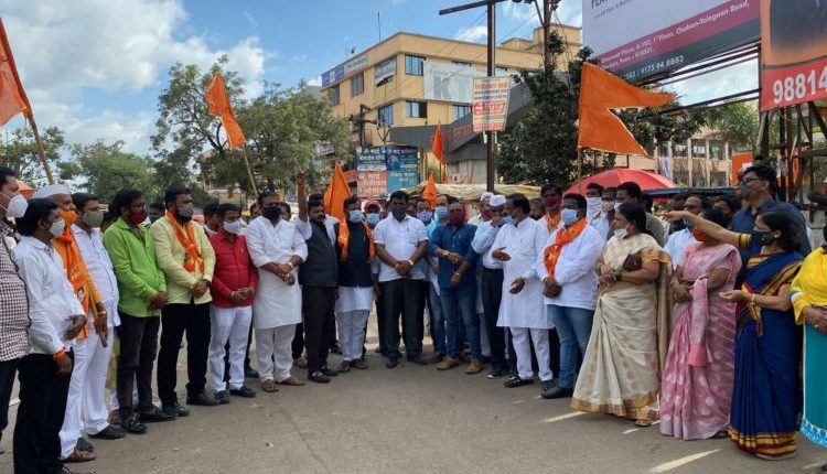 Shivral sloganeering against Shiv Sena aggressor Rane in Chakan