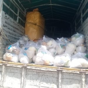 Food and other necessities for flood victims from Pimple Gurav