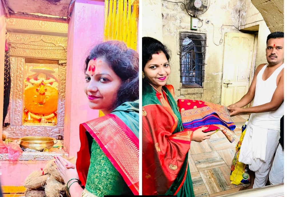 111 coconut pylon offered at Tulja Bhavani Charani on the occasion of Mahesh Landage's birthday