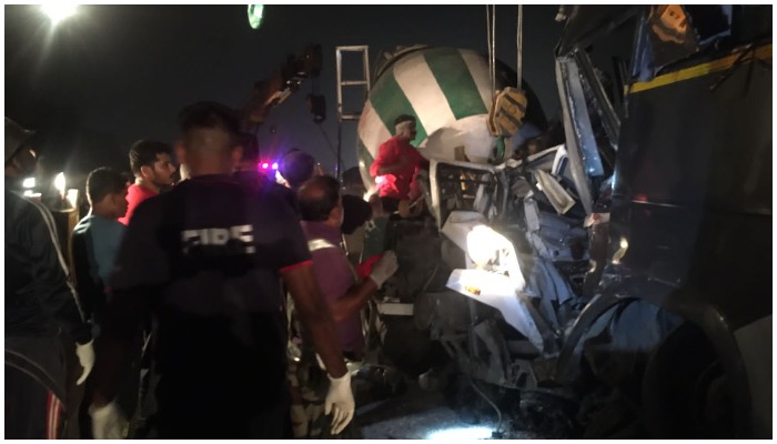 Three workers killed in Borghat bus crash 15 passengers injured