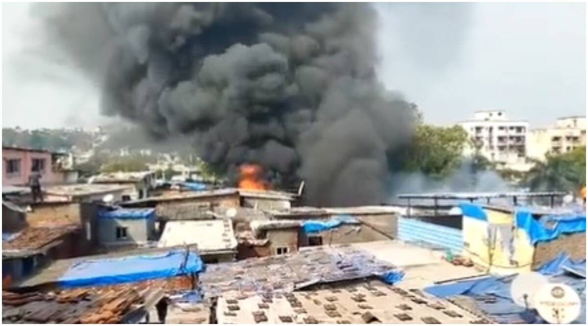A huge fire broke out in a garment godown in Asalfa area of Ghatkopar