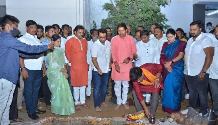 Bhumi Pujan at the hands of MP Dr. Amol Kolhe for the construction of cement road at Rupinagar
