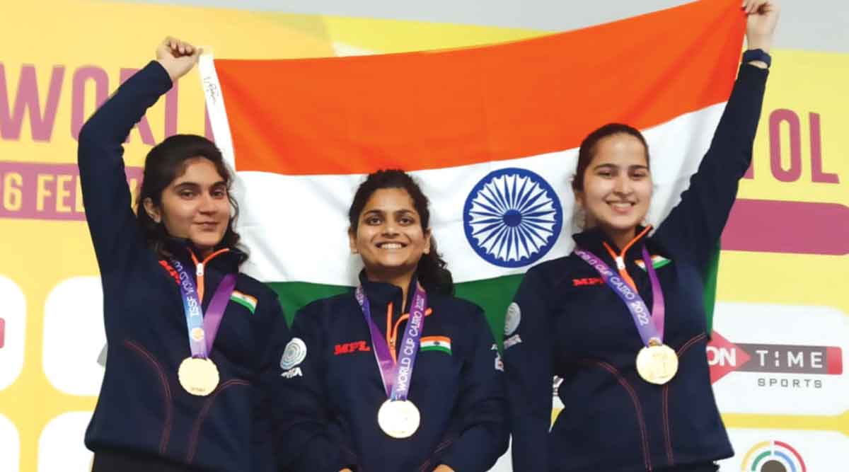 World Cup Shooting Tournament: Indian women's trio wins gold