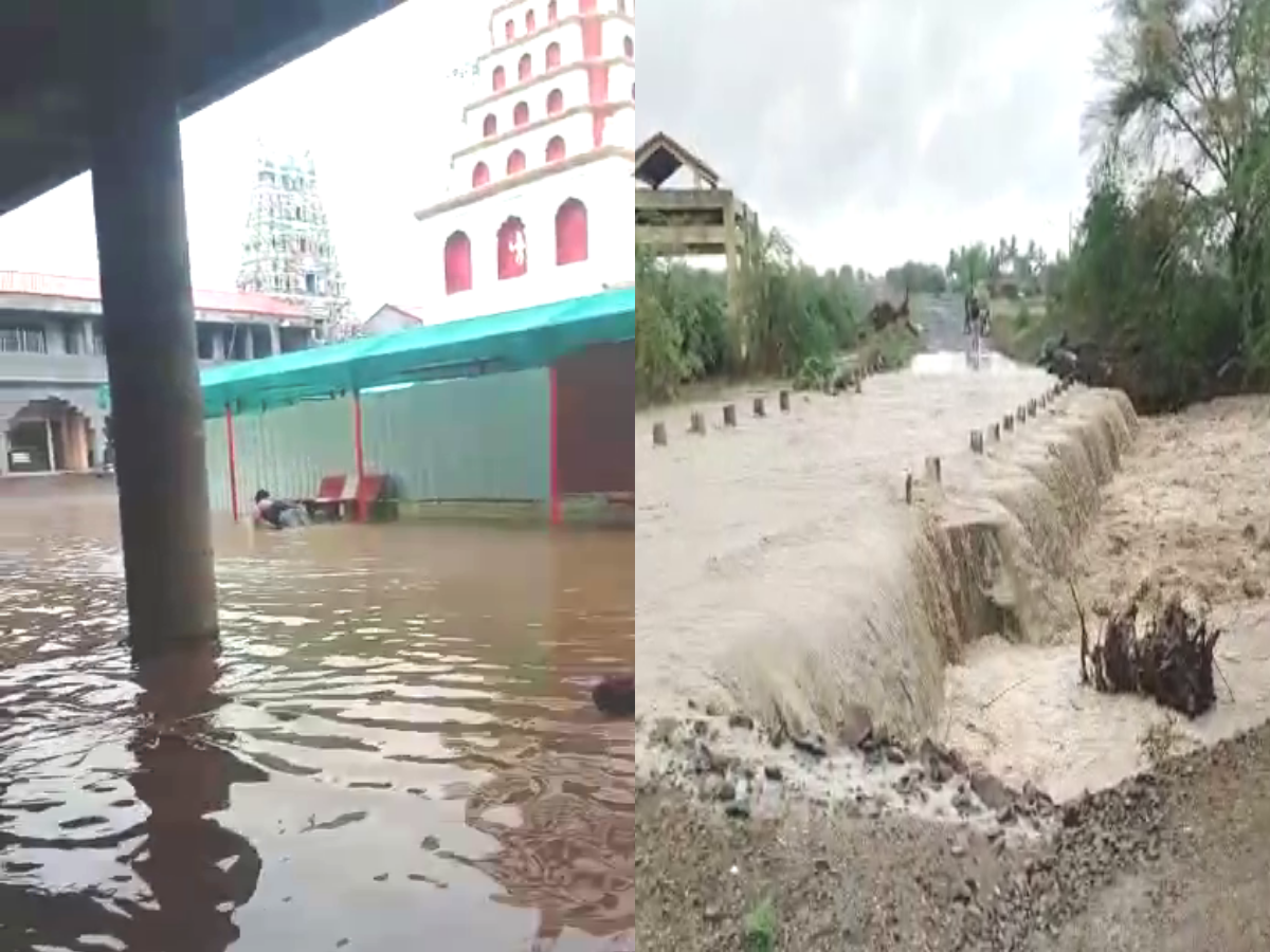 VIDEO showing pre-monsoon rains in the state, temple-roads under water;  Disruption of public life