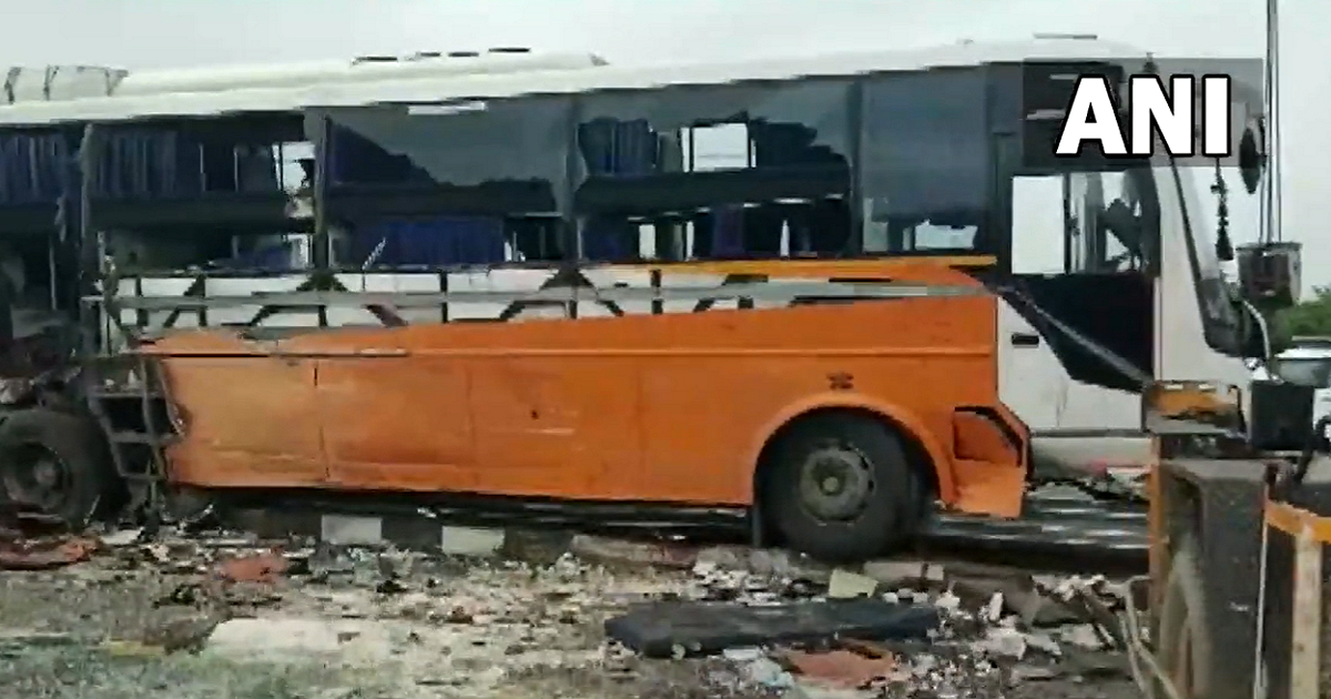 2 double decker bus fatal accident; 8 passengers died instantly, 35 injured