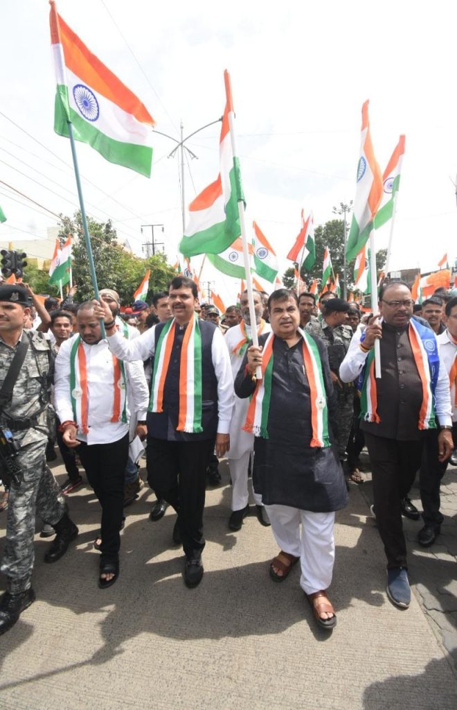 Under the 'Har Ghar Tiranga' initiative, Tricolor Padayatra organized by Bharatiya Janata Party in Nagpur