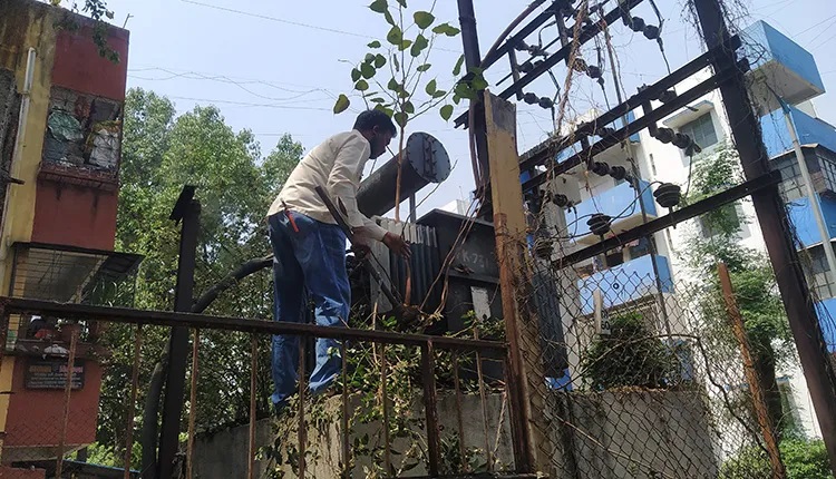Fire in the cable of the transformer behind Morya Hospital in Chinchwadgaon