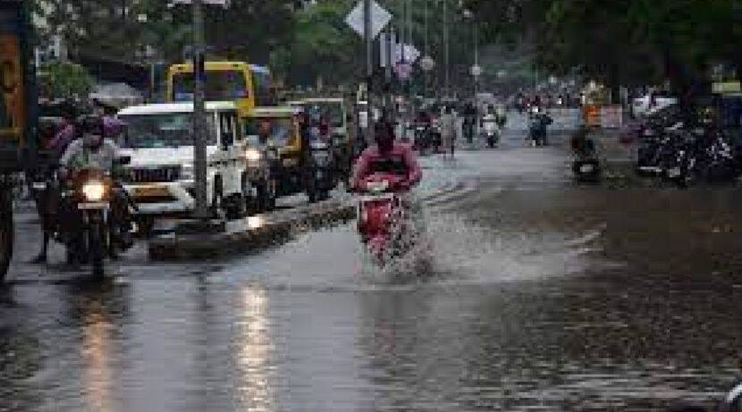 Road traffic slowed down due to rain