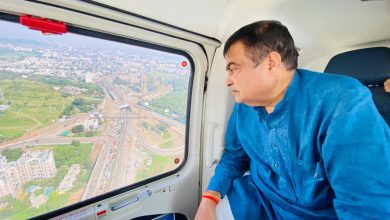 Union Minister Nitin Gadkari made an aerial inspection of the work at Chandni Chowk