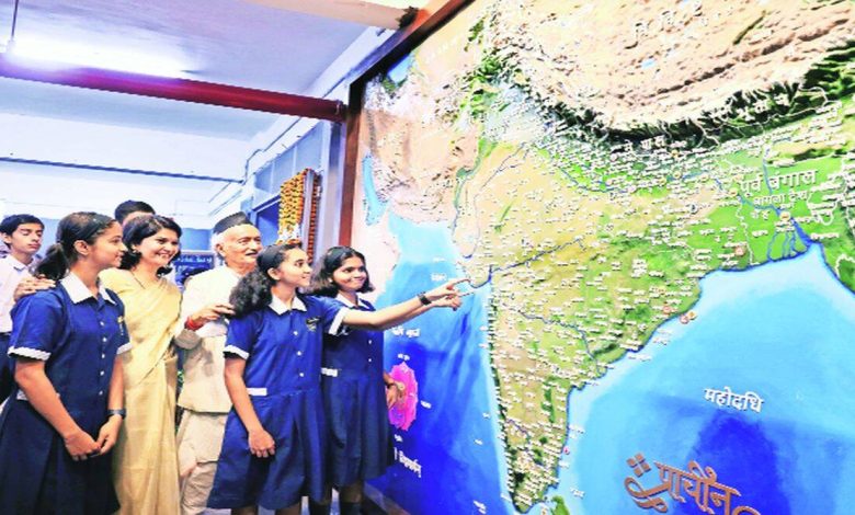 A map of Akhand India in a school in Pune