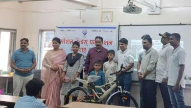 Provided bicycles to needy students by Social Hand Foundation and social worker Manjushree Rajput