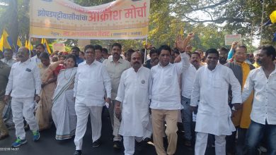A protest march of slum dwellers led by Bhagwan Rao Vairat, President of the Slum Security Force