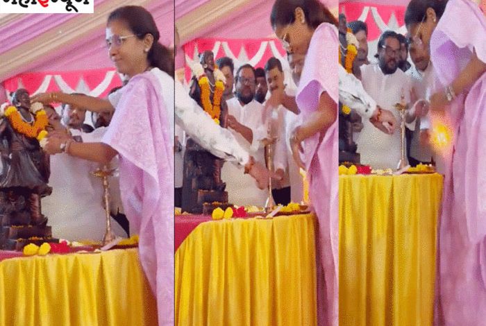 Big accident averted in Pune: Supriya Sule's saree catches fire while lighting lamp, garlanding...