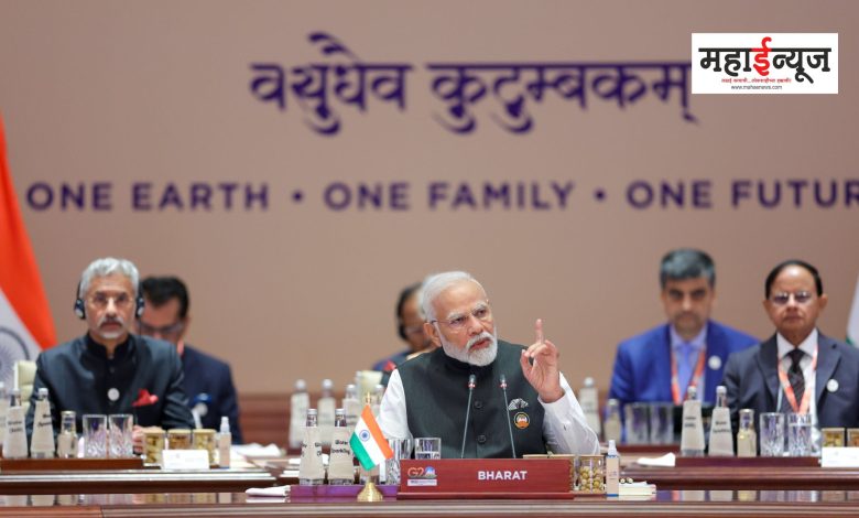 A plaque with the name India in front of Prime Minister Narendra Modi at the G-20 summit