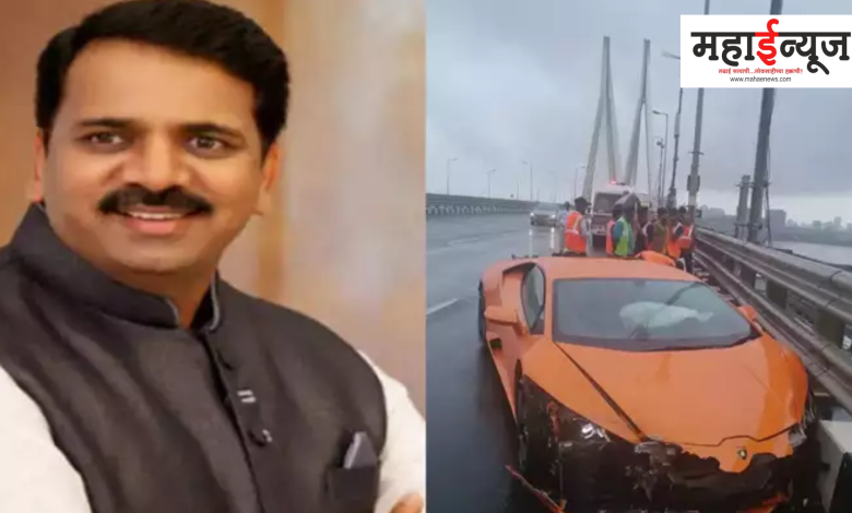 Mumbai, Worli, C Link, Lamborghini car, collided with railing, ex-MLA, son injured,