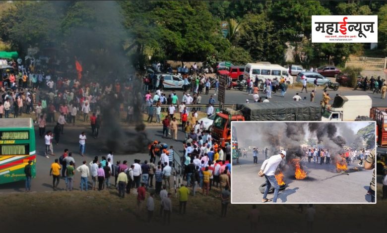 Maratha protestors aggressive on Navale Bridge in Pune; Traffic stopped