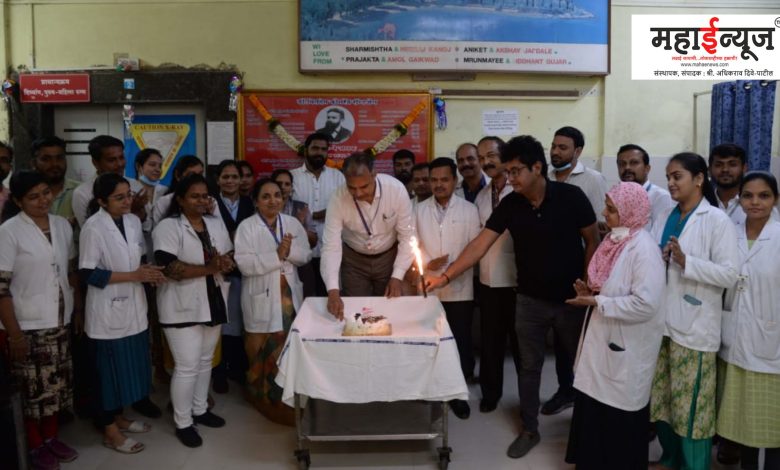 Distribution of fruits to patients on the occasion of World Radiology Day at YCM Hospital