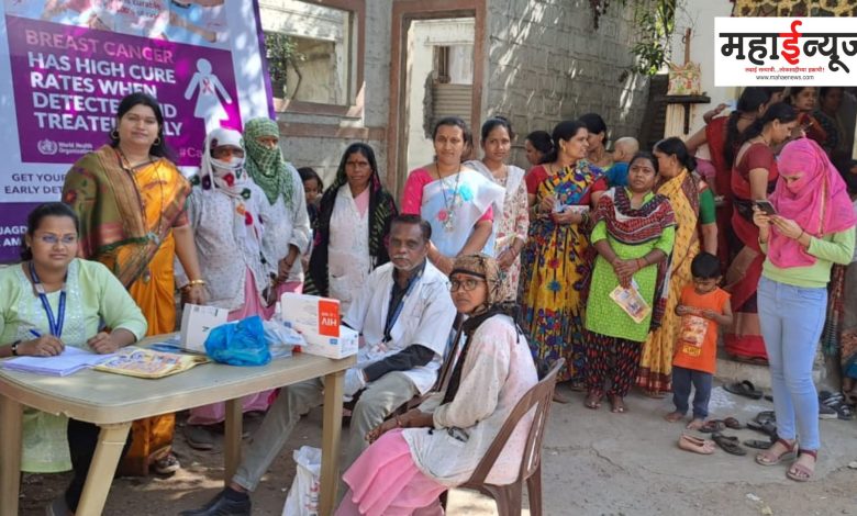 Free health camp for citizens of Gharkul by NCP Mahila Congress (Sharadchandra Pawar).