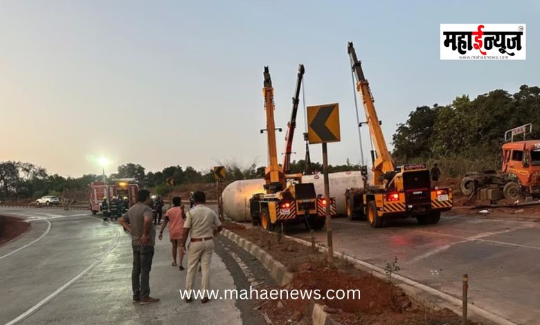 LPG Gas Tanker Overturns on Mumbai-Goa Highway; Major Disaster Averted