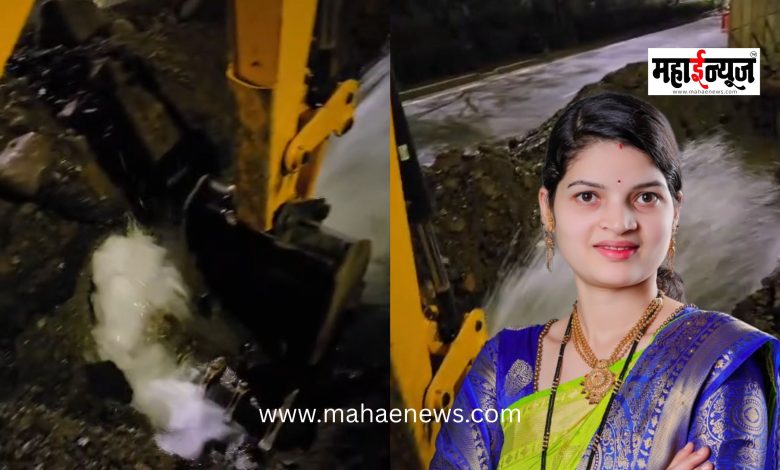 Negligence in Metro Work: Water Pipeline Bursts Due to JCB; Thousands of Liters of Water Wasted