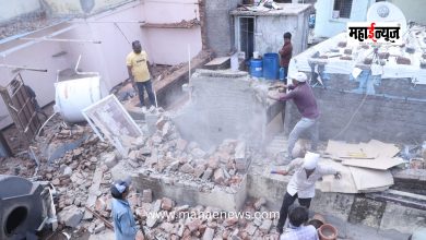 Eviction action taken against an unauthorized hut in the Sanjaynagar, Fugewadi slum.