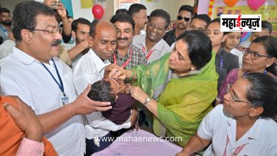 Pulse Polio vaccination for children administered by Guardian Minister Sunetra Ajit Pawar.