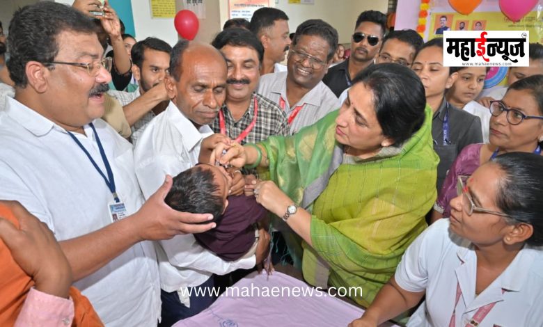 Pulse Polio vaccination for children administered by Guardian Minister Sunetra Ajit Pawar.