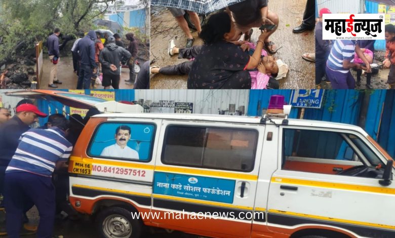 Citizen seriously injured after tree collapses in Pimple Saudagar; Nana Kate provides immediate assistance.