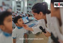 Dental health awareness session held at Priyadarshini School, Moshi, on the occasion of Doctor's Day.