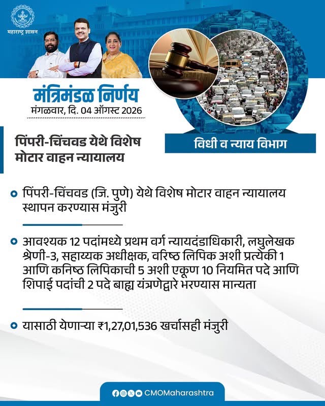Separate Special Motor Vehicle Court for Pimpri-Chinchwad